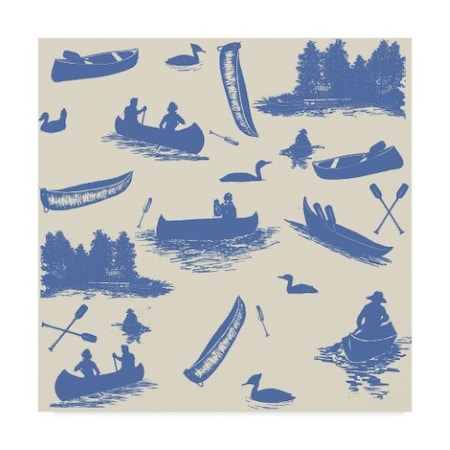 Sher Sester 'Canoe Pattern Blue ' Canvas Art,14x14